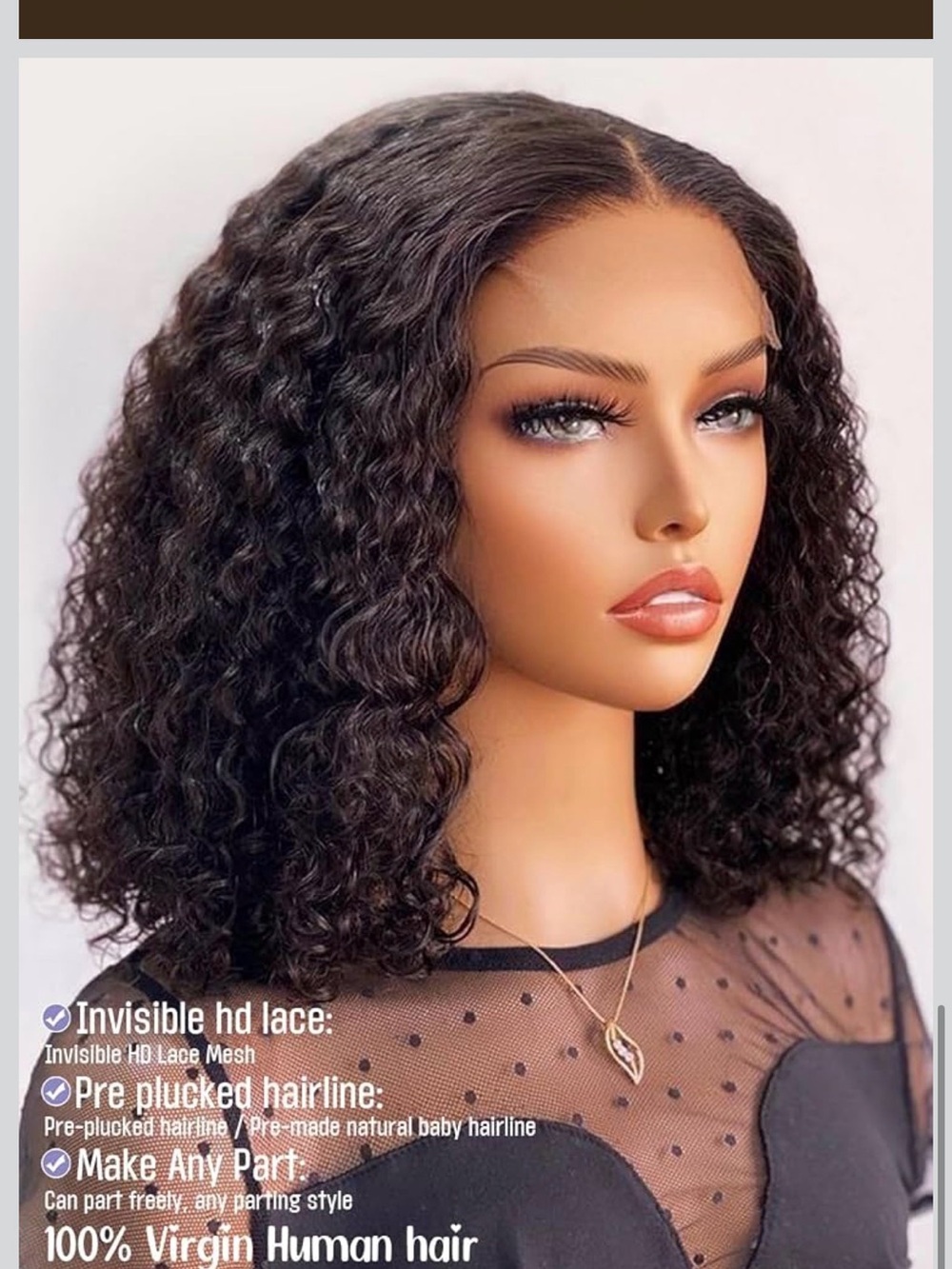 HUMAN HAIR 13x4 HD Lace Front Human Hair Bob Wig 16 Inch Deep Curly Bob Wigs for